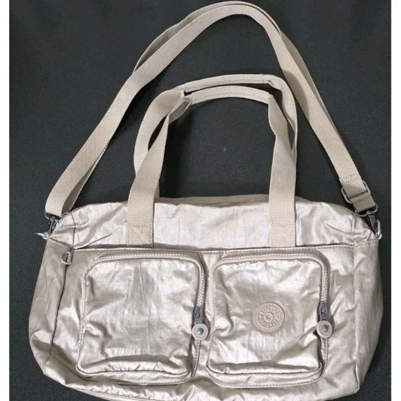 Kipling Cyrene Carry On Travel Bag Crossbody Double Handle Metallic Rose Gold - Picture 1 of 14